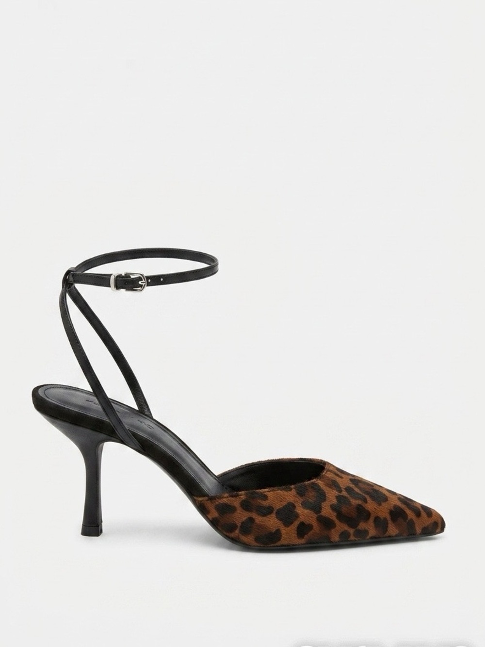 ZARA Leopard Pointed Toe Calf Hair Slingback Kitten Heels NWT - Size 40/US 9